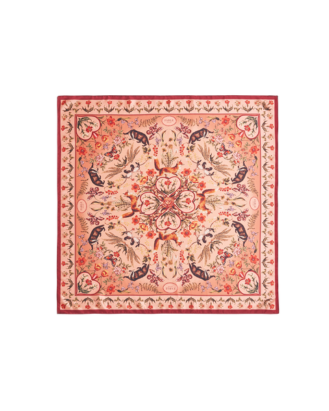 Folksy Fox Tales Peach Square Scarf