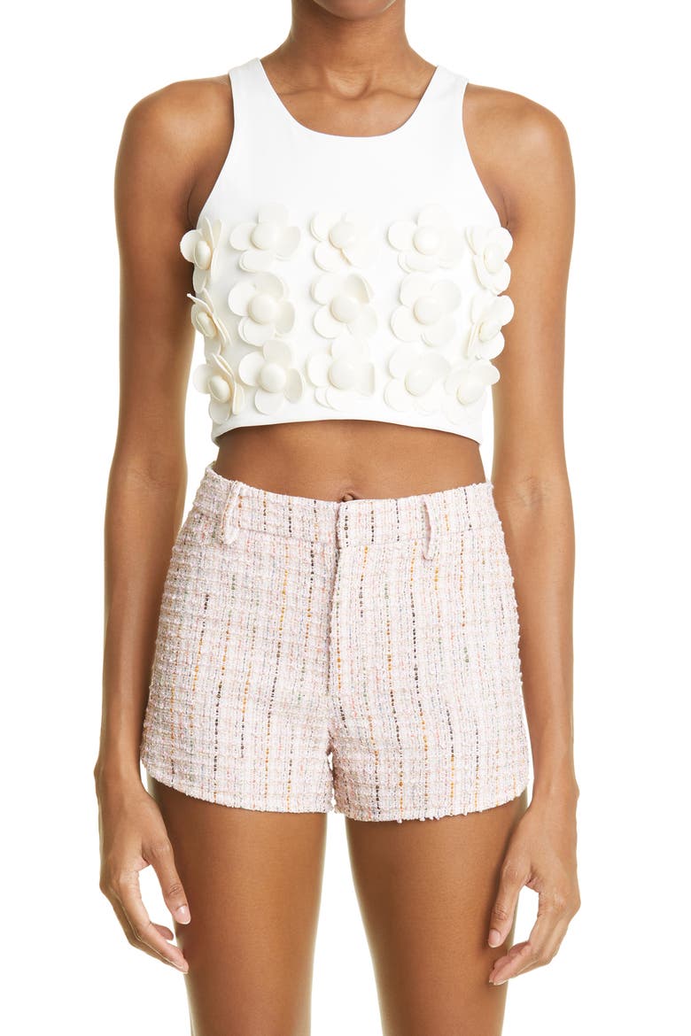 Floral Crop Tank top, Main, color, WHITE