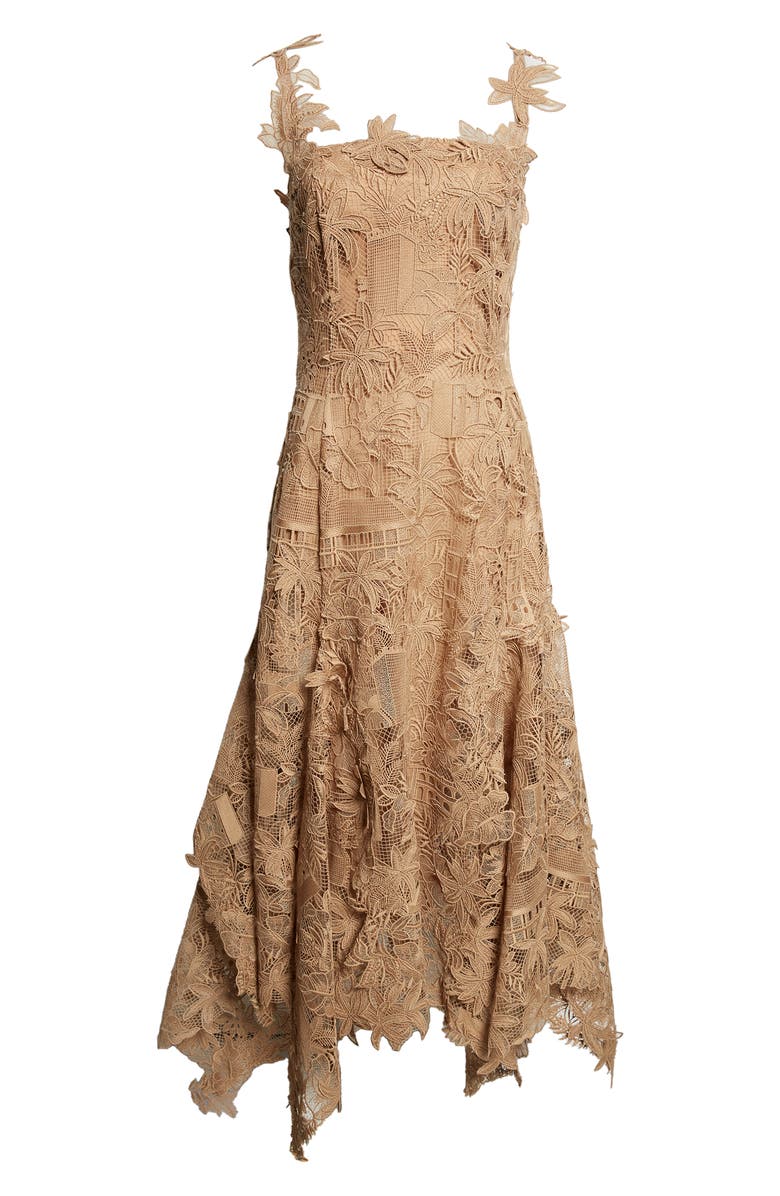 Oscar de la Renta Dominican Republic Toile Guipure Lace Cocktail Dress, Main, color, Biscuit