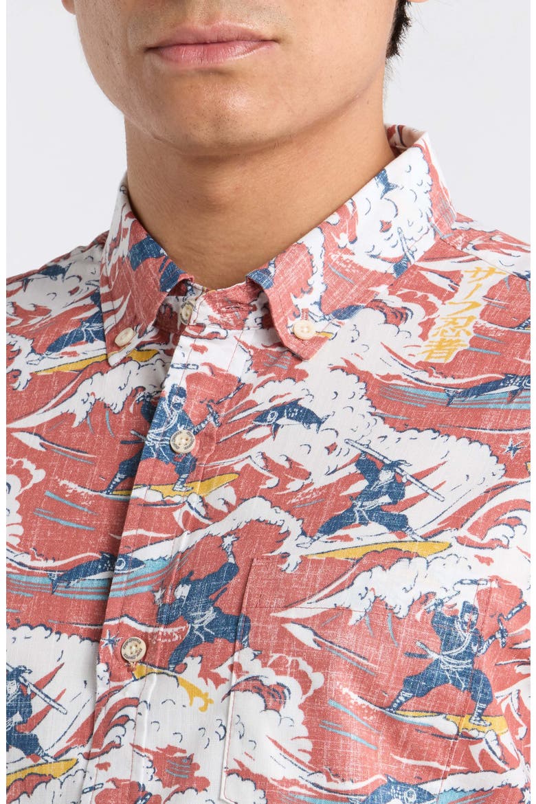 Surf Ninjas Button-Down Shirt, Alternate, color, RED