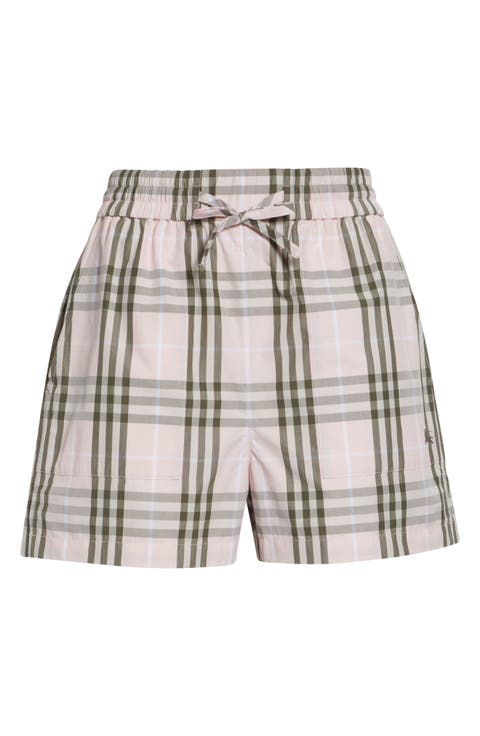 Evelyn Check Cotton Drawstring Shorts