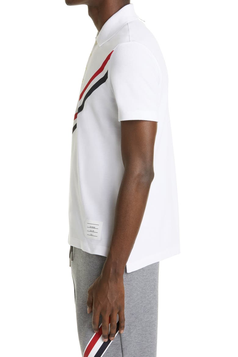 Diagonal Stripe Cotton Piqué Polo, Alternate, color, WHITE