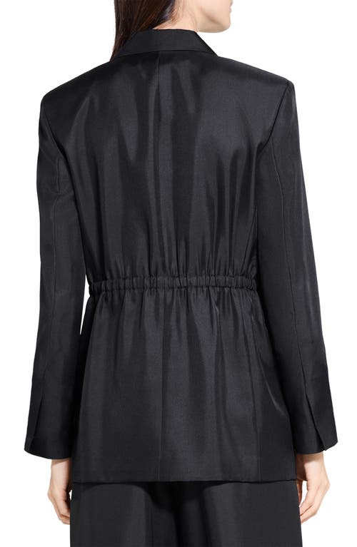 Theory Notched Lapel Silk Blazer In Black