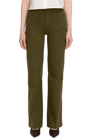 Frame The Refined Straight Leg Pants In Green
