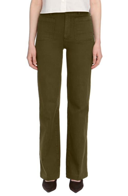 Frame Le Slim Palazzo Bardot Pocket Jeans In Green