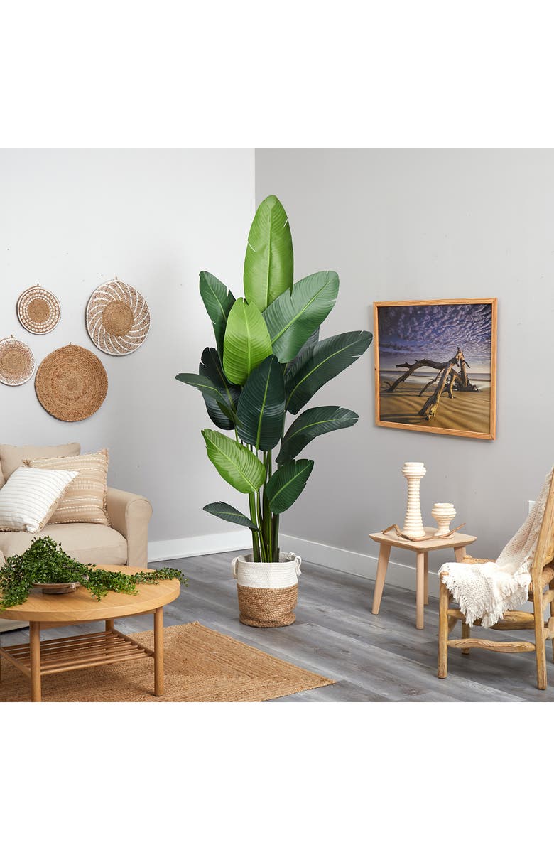 NEARLY NATURAL 7 ft. Travelers Palm Tree Artificial Plant in Woven Basket, Alternate, color,