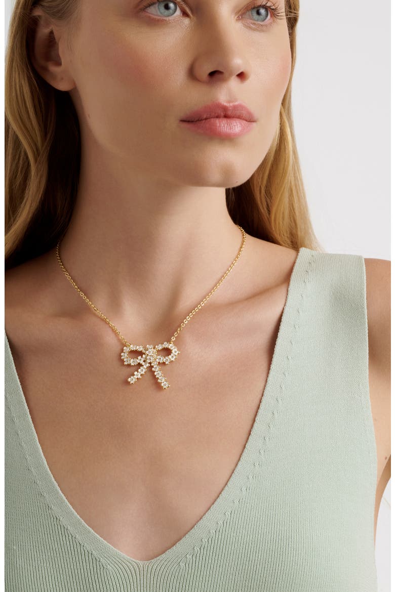 Bonnell Bouquet Bow Pendant Necklace, Alternate, color, METALLIC GOLD