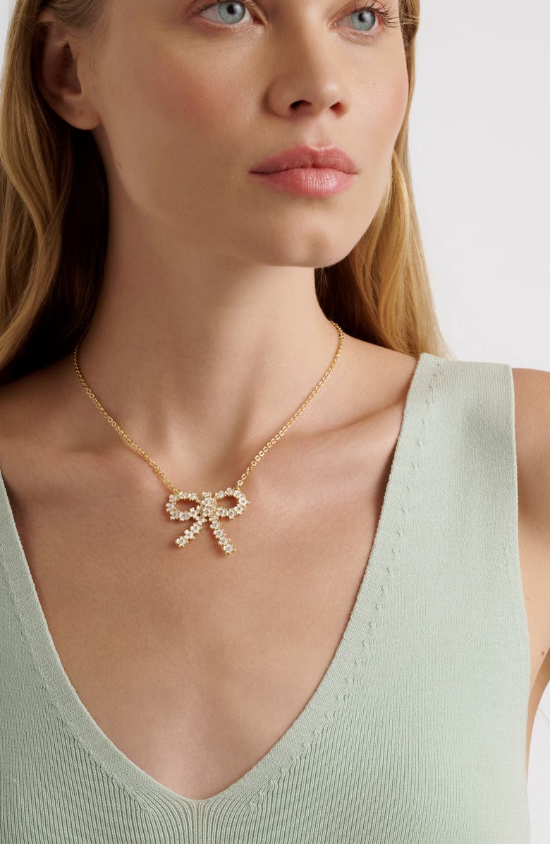 Ted Baker Bonnell Bouquet Bow Pendant Necklace, Alternate, color, Metallic Gold