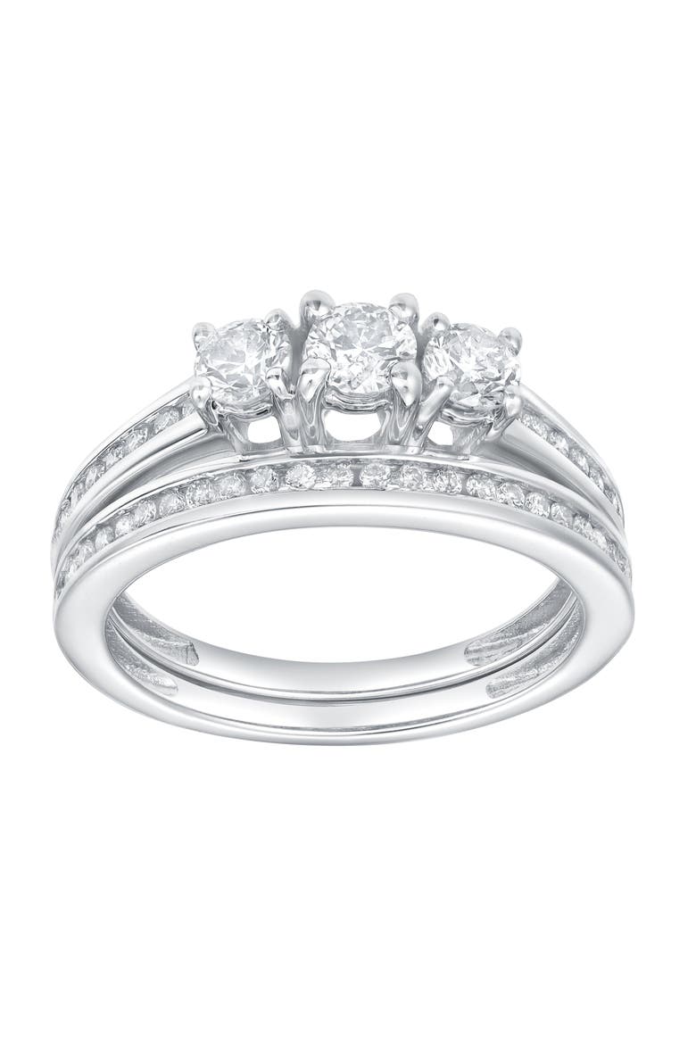 Celestyn Duo 0.90 Cts Natural Diamond Duo Set 14K Gold Ring Set, Alternate, color, 14K White Gold