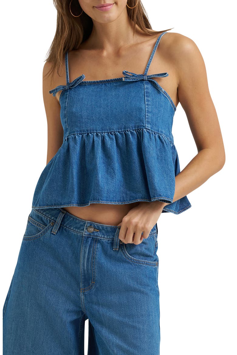 Denim Peplum Camisole, Main, color, CAPE TOWN