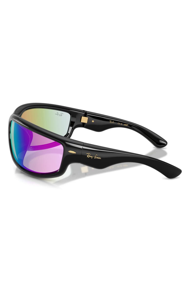 Ray-Ban x A$AP Rocky Ultra Wrap 003 86mm Mirrored Shield Sunglasses, Alternate, color, Black/ Light Grey Mirror Blue