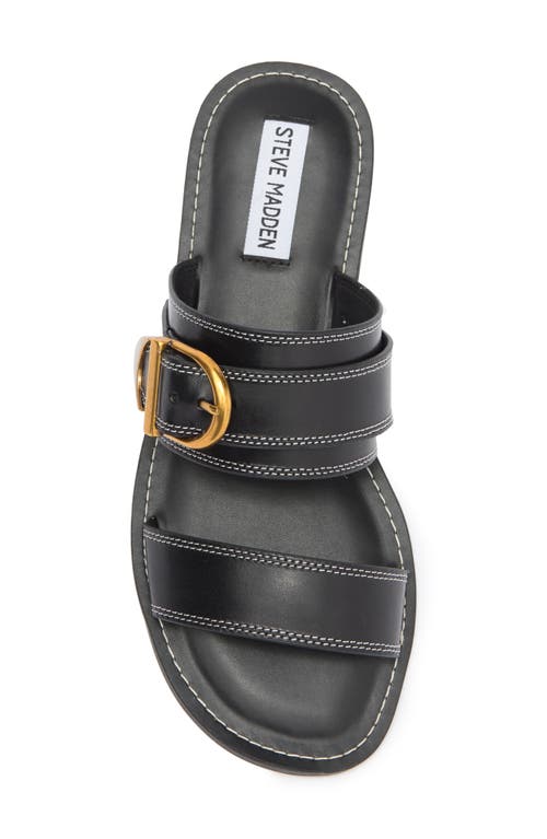 Steve Madden Sivan Slide Sandal In Black Leather