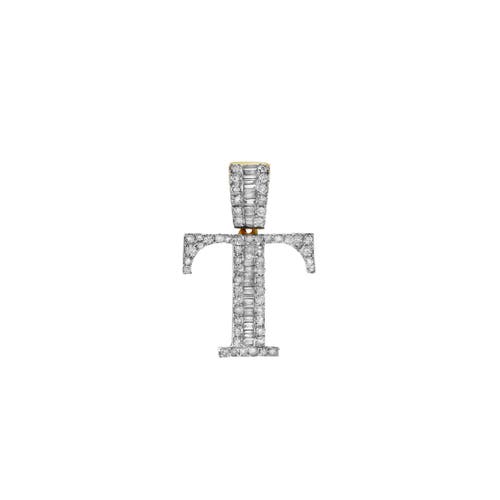 Luvmyjewelry T Initial Diamond Pendant 10k Yellow Gold In 10k Yellow Gold