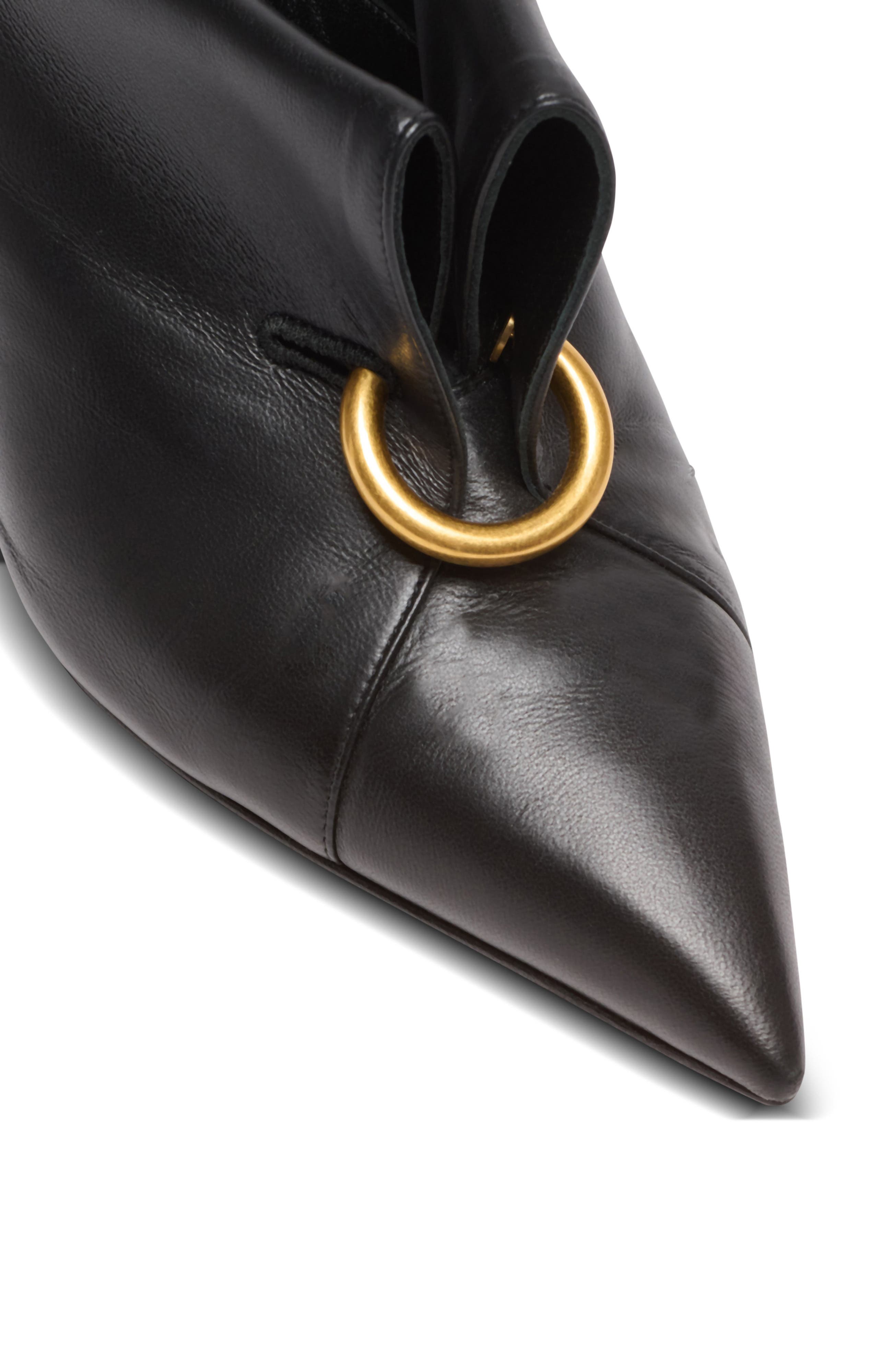 Lambskin leather mules with front piercing, Alternate, color, black