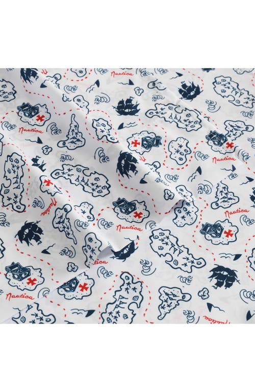 Nautica Maxon Map Print Microfiber Sheet Set In Navy Seas