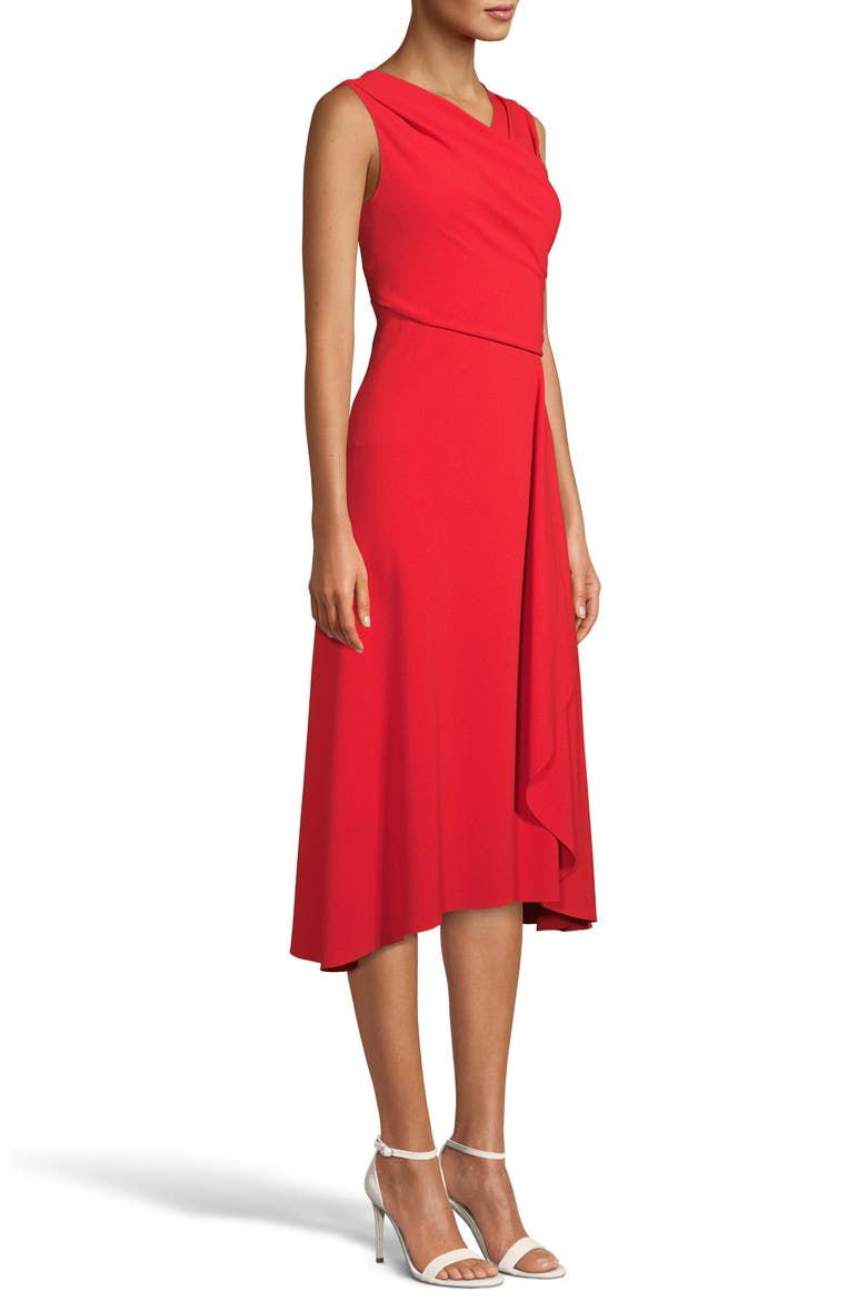 Asymmetrical Draped Dress, Alternate, color, POPPY