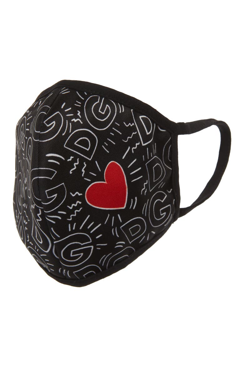 Dolce&Gabbana Adult Logo & Heart Print Contoured Face Mask (Women