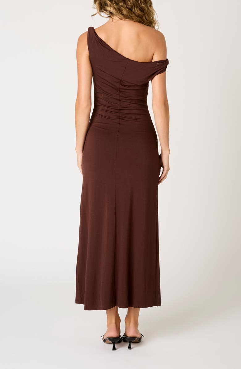 Nia Carmella Asymmetric Midi Dress, Alternate, color, Nutshell