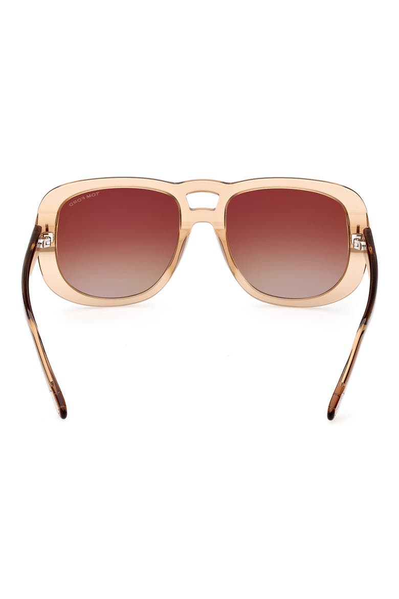 56mm Gradient Aviator Sunglasses, Alternate, color, SHINY LIGHT BROWN / BROWN