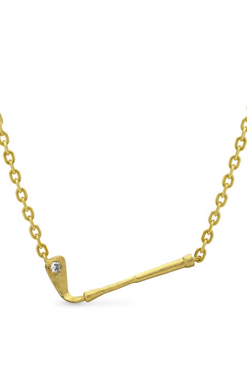 The Golf Club Necklace, White Diamond