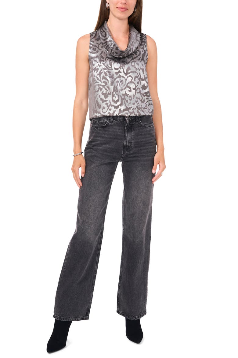Cowl Neck Sleeveless Satin Top, Alternate, color, STEEL GREY