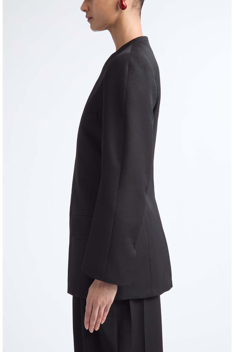 Collarless Wool Poudre Jacket, Alternate, color, 1010 DOUBLE BLACK
