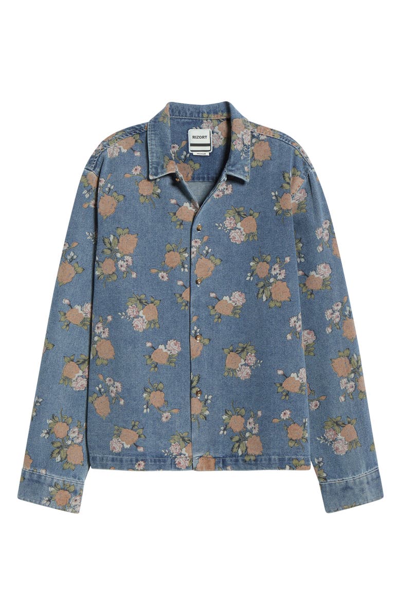 RIZORT Bouquet Denim Button-Up Shirt Jacket, Alternate, color, Indigo