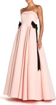 Mac Duggal Satin Strapless Ball Gown With Bow Details