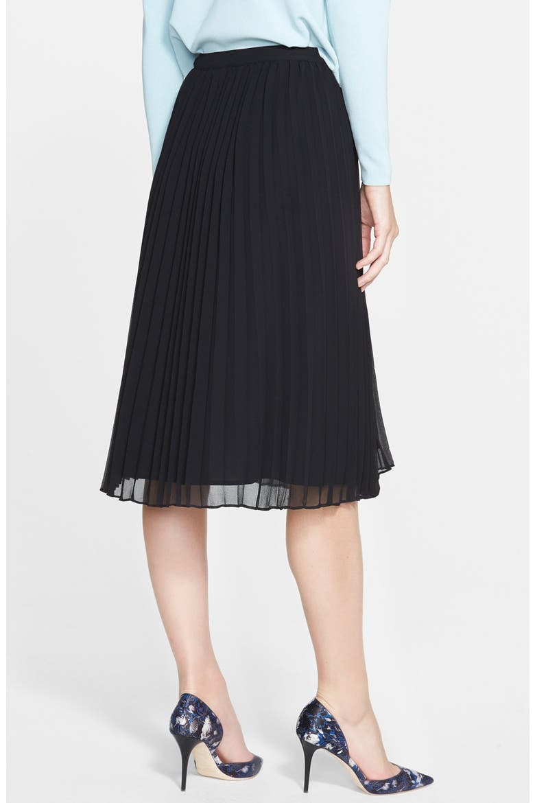 Pleat Midi Skirt, Alternate, color, BLACK