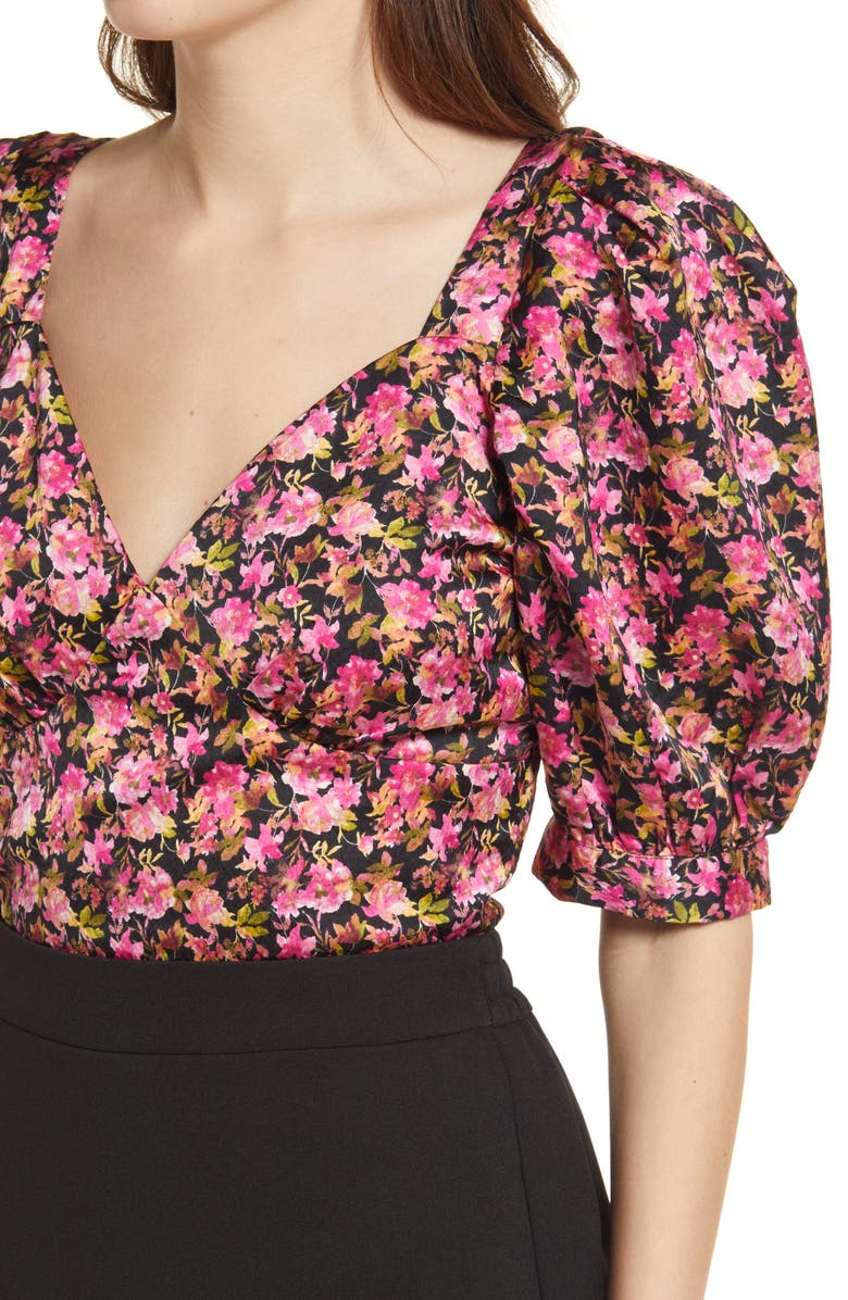 VERO MODA Elly Floral Print Crop Blouse, Alternate, color, Very Berry