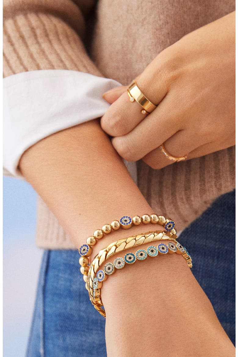 Kaya Evil Eye Beaded Bracelet, Alternate, color, BLUE