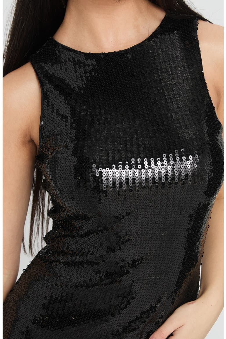 Yumiko Skirted Sequin Romper, Alternate, color, BLACK SPARKLE