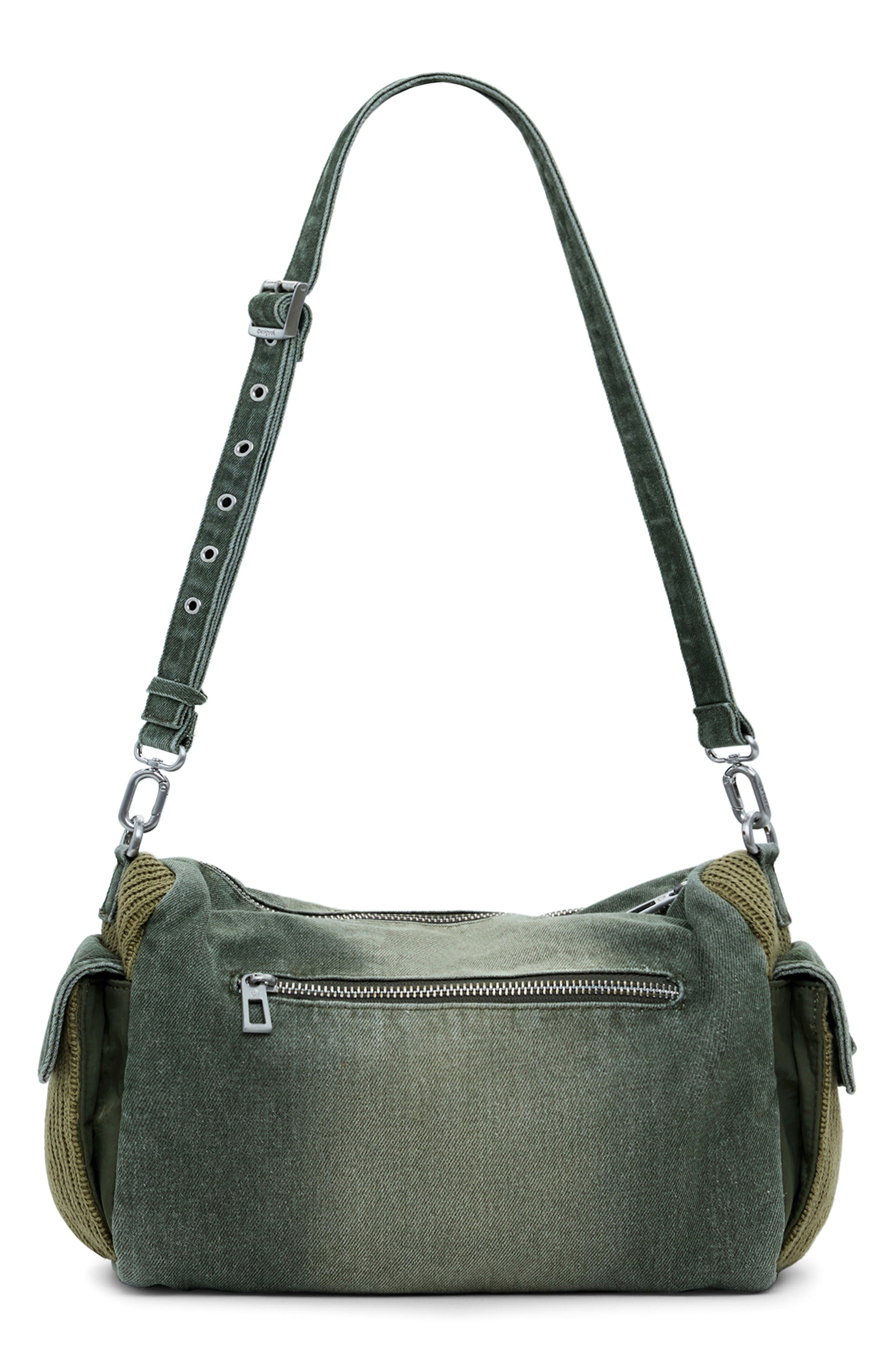 Desigual Denim Shoulder Bag, Alternate, color, Light Green