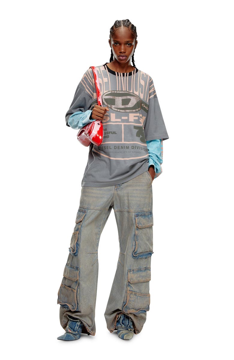 DIESEL<sup>®</sup> D-Sire Wide Leg Cargo Jeans, Alternate, color,