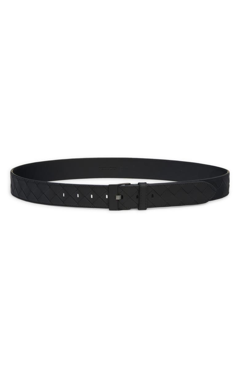 Bottega Veneta Intrecciato Calfskin Leather Belt, Main, color, 8984 Black-Nero Opaco
