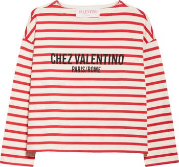 Tシャツ・カットソー Valentino Garavani Long-Sleeve T-Shirt In Striped Cotton Valentino Garavani Stripe Logo Long Sleeve Cotton T-Shirt
