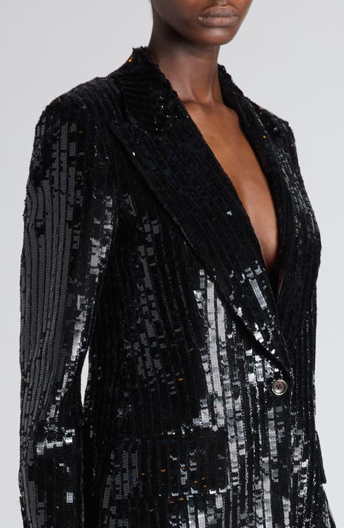 Tom Ford Sequin Stripe Blazer In Black