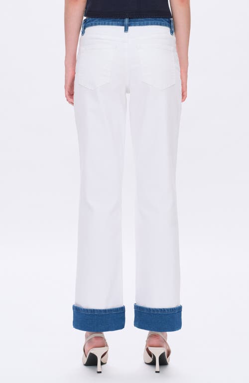 Bayeas Contrast Mid Rise Relaxed Straight Leg Jeans In White