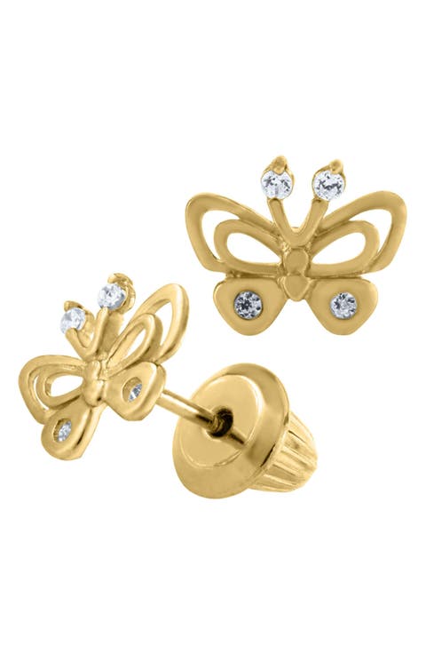 14k Gold Butterfly Earrings (Girls)