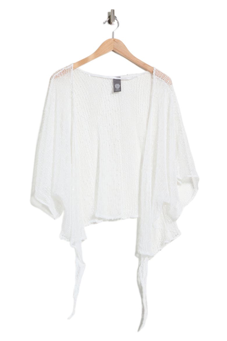 Cropped Popcorn Knit Tie Front Wrap, Alternate, color, WHITE
