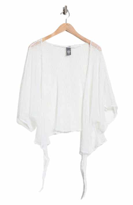 Cropped Popcorn Knit Tie Front Wrap