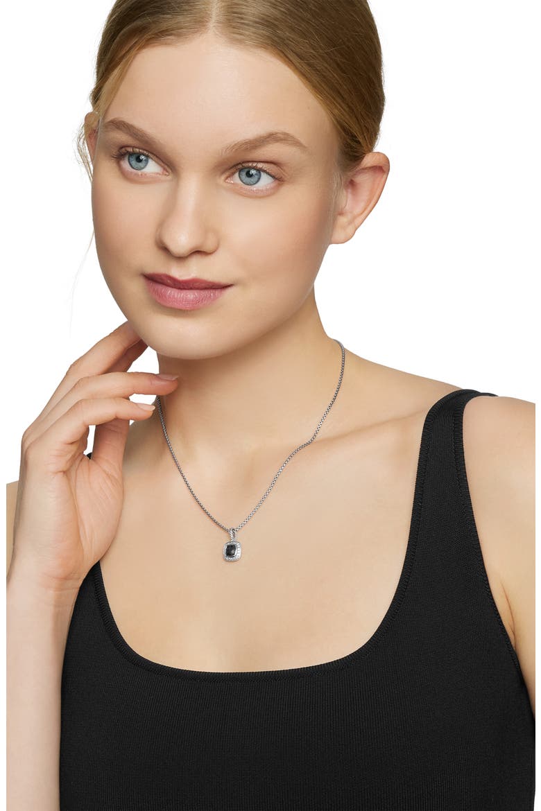 Petite Albion® Halo Cushion Pendant Necklace, Alternate, color, BLACK ONYX