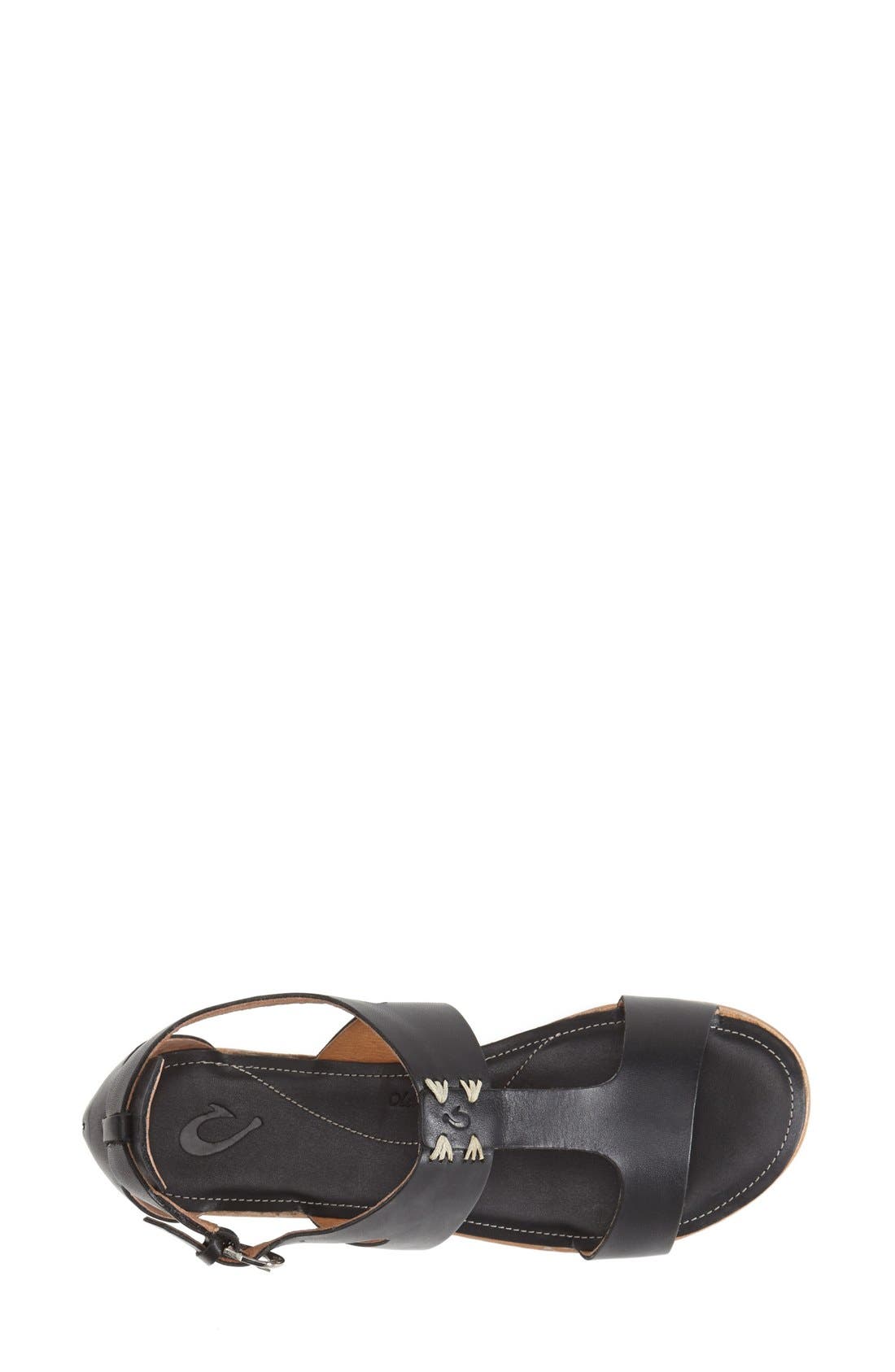 'Pouli' Leather Sandal, Alternate, color, BLACK