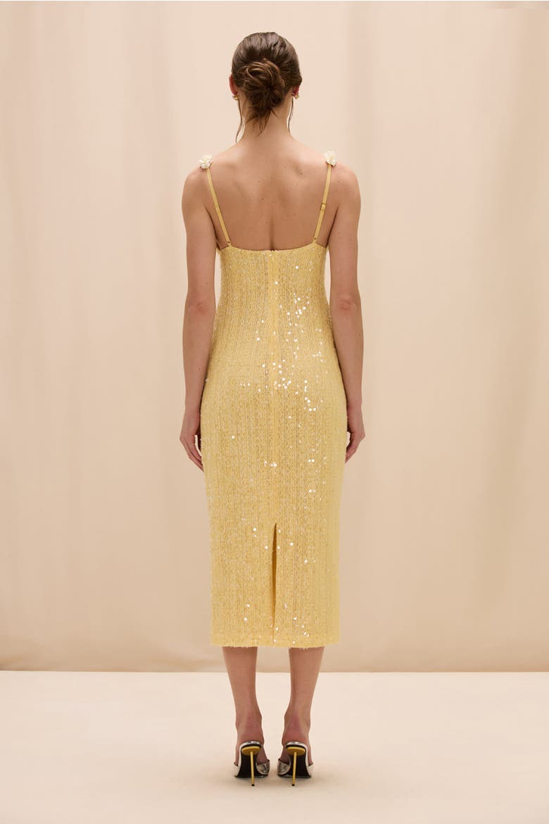 Iara Crochet Flowers Midi Dress, Alternate, color, YELLOW