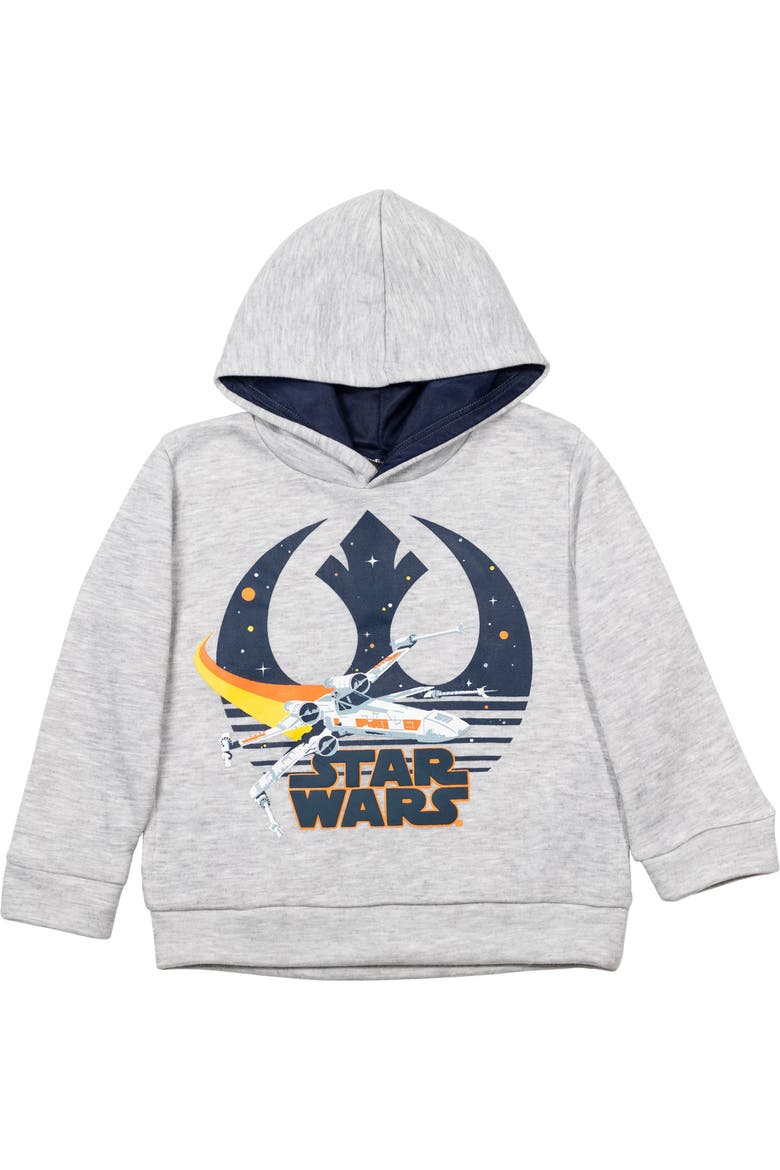 Fleece Pullover Hoodie, Main, color, Heather Grey Navy