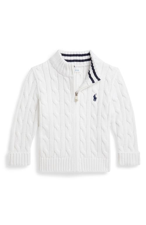 Ralph Lauren Cable-knit Cotton Full-zip Sweater In White