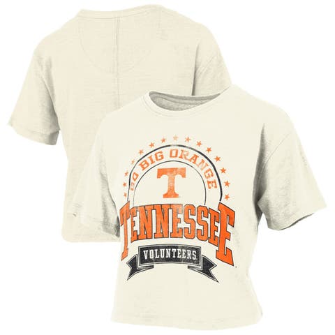 Women's Pressbox Natural Tennessee Volunteers Vintage Wash Waist-Length Slub T-Shirt