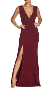 Dress the Population Sandra Plunge Crepe Trumpet Gown