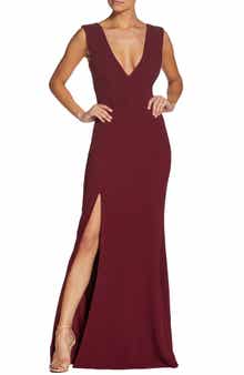 Dress the Population Sandra Plunge Crepe Trumpet Gown