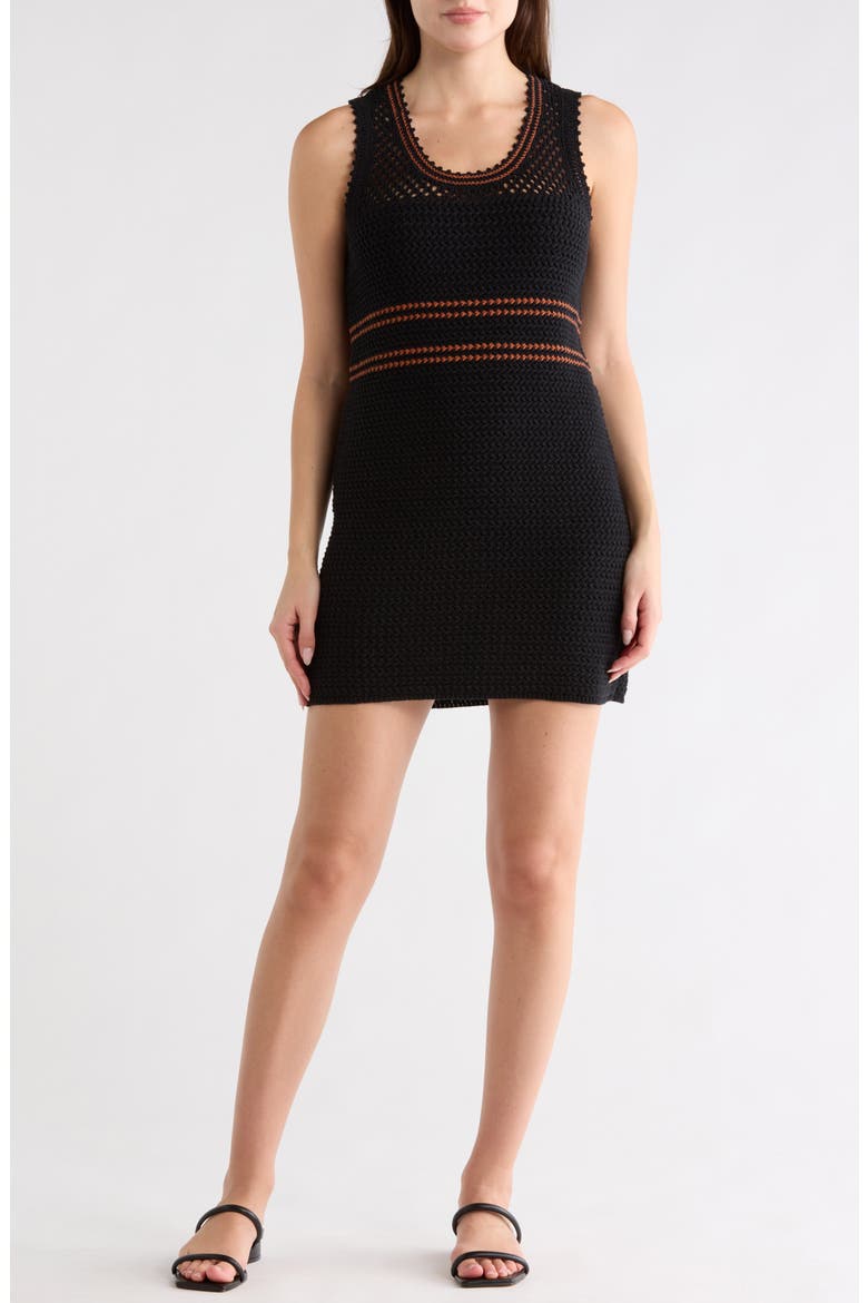 Crochet Mesh Tank Dress, Main, color, BLACK COMBO